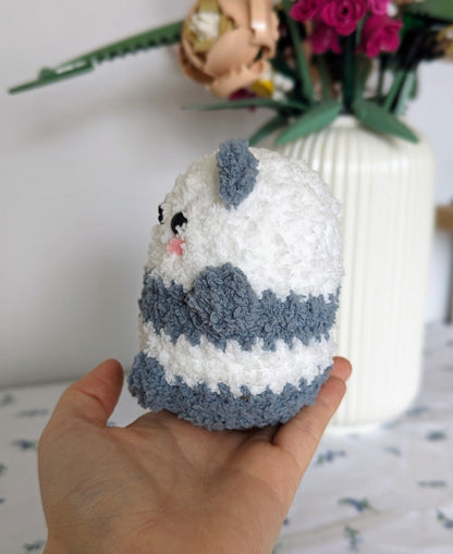 Fluffy Chubby Grey Panda Plush - Super Soft Cute Crochet Amigurumi - Cuddly Toy Stuffed Animal