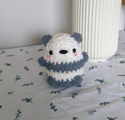 Fluffy Chubby Grey Panda Plush - Super Soft Cute Crochet Amigurumi - Cuddly Toy Stuffed Animal