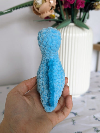 Blue Dinosaur Plush - Removable Bucket Hat - Super Soft Cute Crochet Amigurumi - Cuddly Toy Stuffed Animal