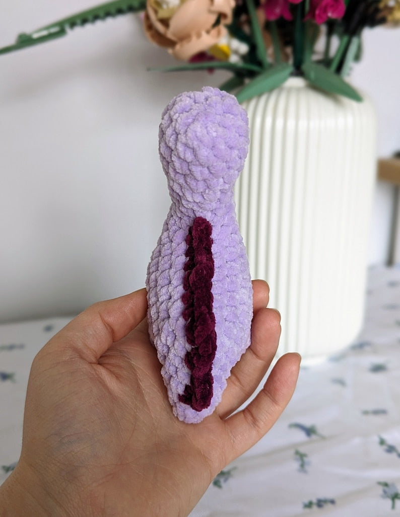 Purple Dinosaur Plush - Removable Bucket Hat - Super Soft Cute Crochet Amigurumi - Cuddly Toy Stuffed Animal