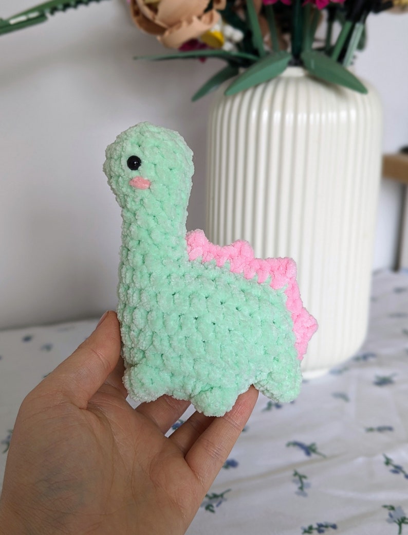 Y2K Dinosaur Plush - Removable Bucket Hat - Super Soft Cute Crochet Amigurumi - Cuddly Toy Stuffed Animal