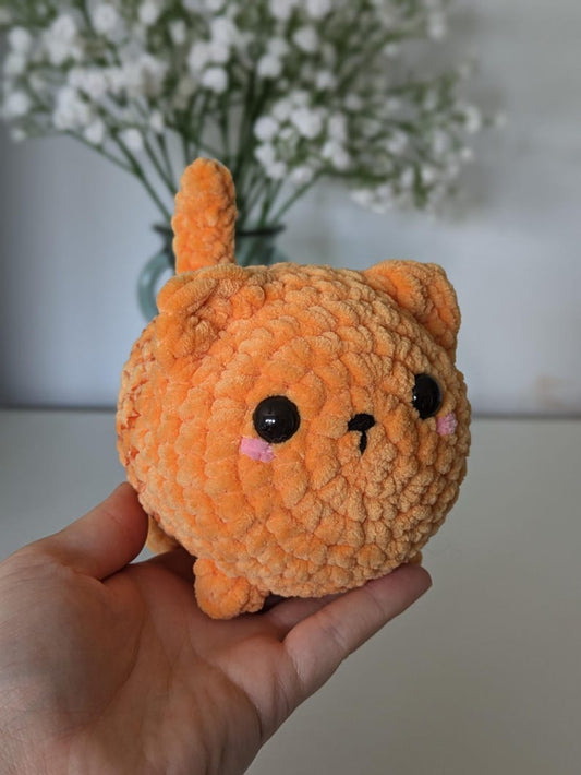 Chubby Ginger Cat Plush - Super Soft Cute Crochet Amigurumi - Cuddly Toy Stuffed Animal
