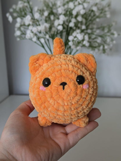 Chubby Ginger Cat Plush - Super Soft Cute Crochet Amigurumi - Cuddly Toy Stuffed Animal