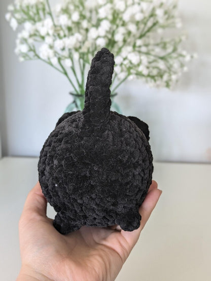 Chubby Black Cat Plush - Super Soft Cute Crochet Amigurumi - Cuddly Toy Stuffed Animal