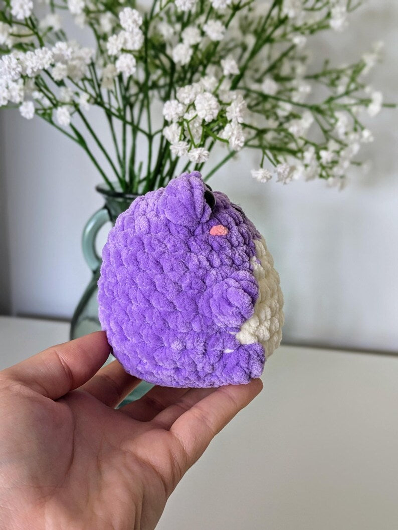 Chubby Purple Frog Plush - Super Soft Cute Crochet Amigurumi - Cuddly Toy Stuffed Animal