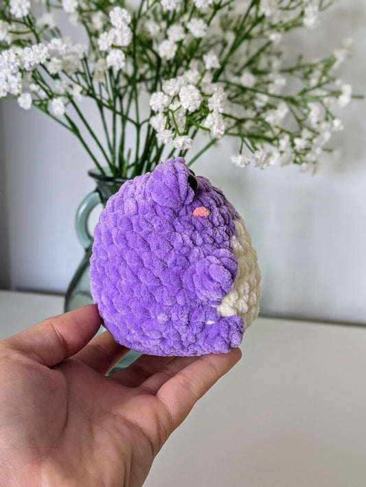 Chubby Purple Frog Plush - Super Soft Cute Crochet Amigurumi - Cuddly Toy Stuffed Animal