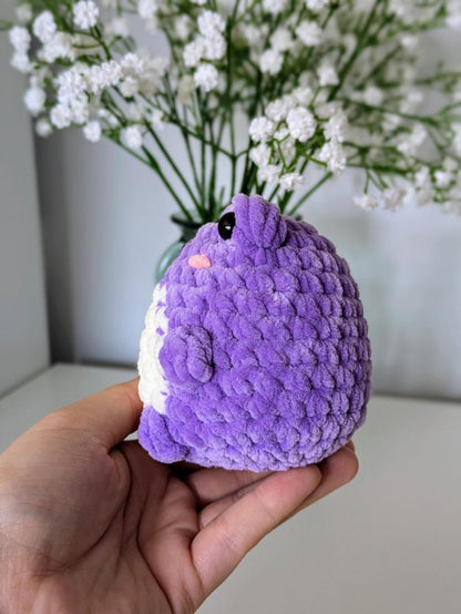 Chubby Purple Frog Plush - Super Soft Cute Crochet Amigurumi - Cuddly Toy Stuffed Animal