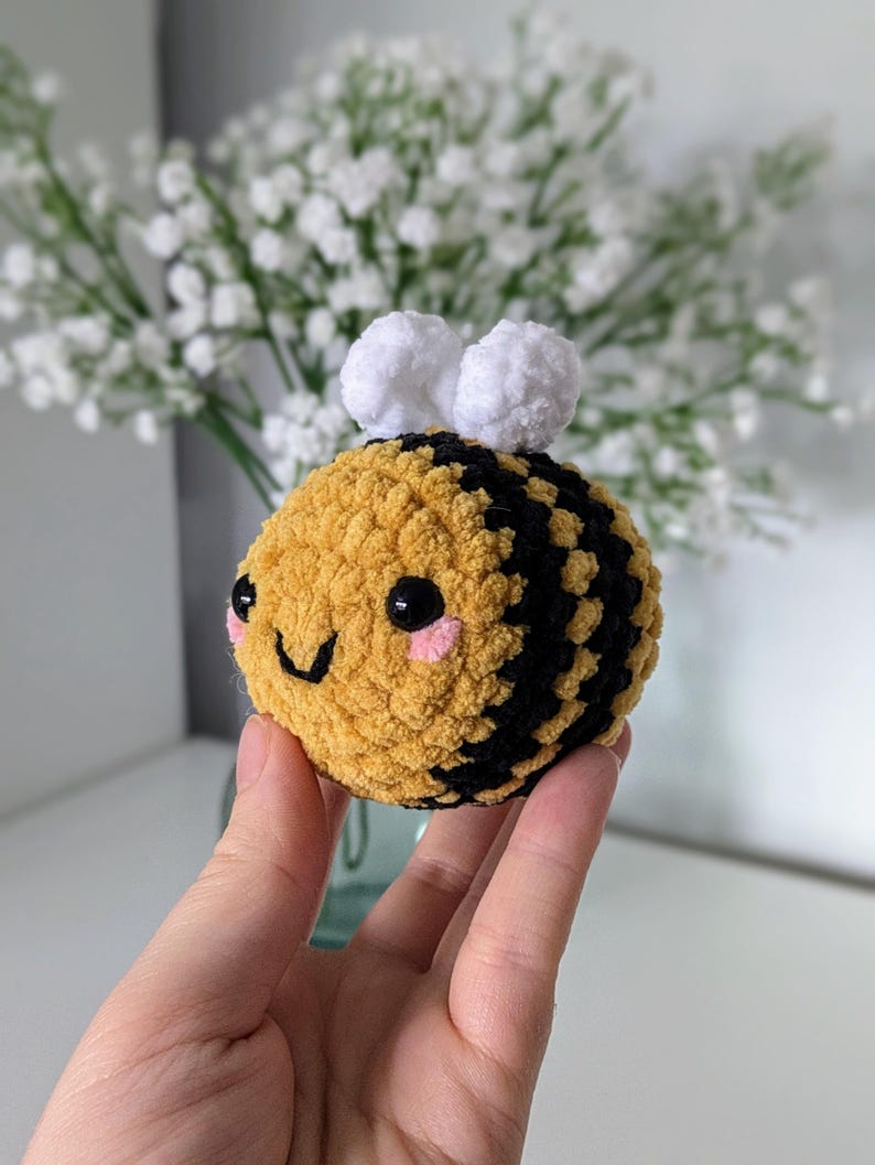 Gold Bee Plush - Super Soft Cute Crochet Amigurumi - Cuddly Toy Stuffed Animal