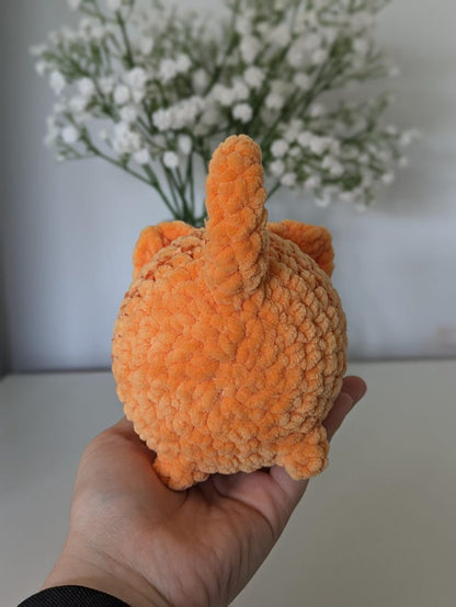 Chubby Ginger Cat Plush - Super Soft Cute Crochet Amigurumi - Cuddly Toy Stuffed Animal