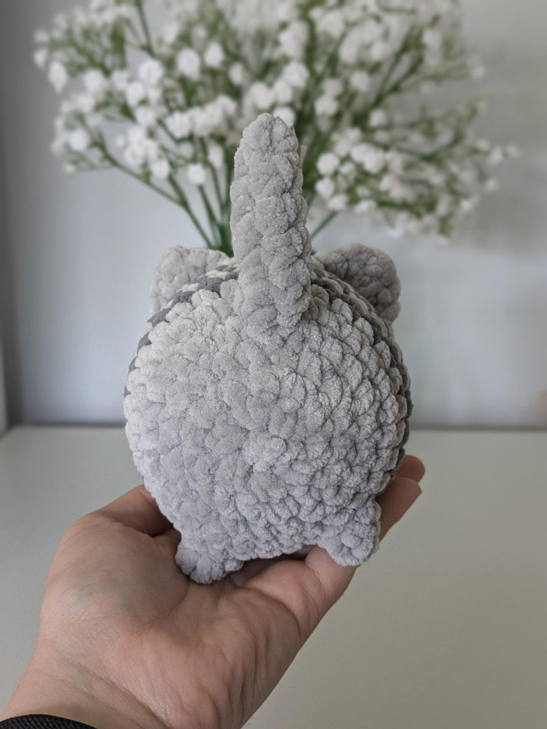 Chubby Grey Cat Plush - Super Soft Cute Crochet Amigurumi - Cuddly Toy Stuffed Animal