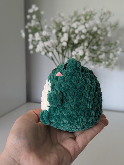 Chubby Green Frog Plush - Super Soft Cute Crochet Amigurumi - Cuddly Toy Stuffed Animal
