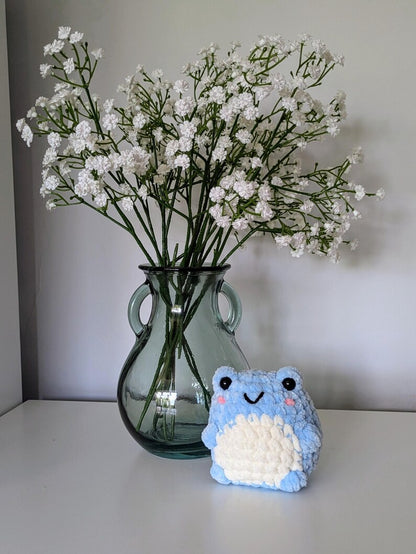 Chubby Blue Frog Plush - Super Soft Cute Crochet Amigurumi - Cuddly Toy Stuffed Animal