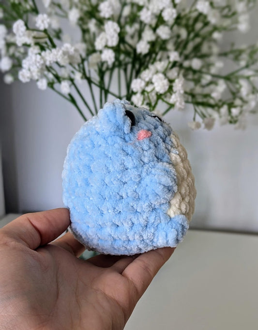 Chubby Blue Frog Plush - Super Soft Cute Crochet Amigurumi - Cuddly Toy Stuffed Animal