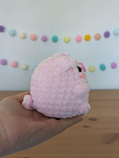 Chubby Pink Pig Plushie - Super Soft Cute Crochet Amigurumi - Cuddly Toy Stuffed Animal