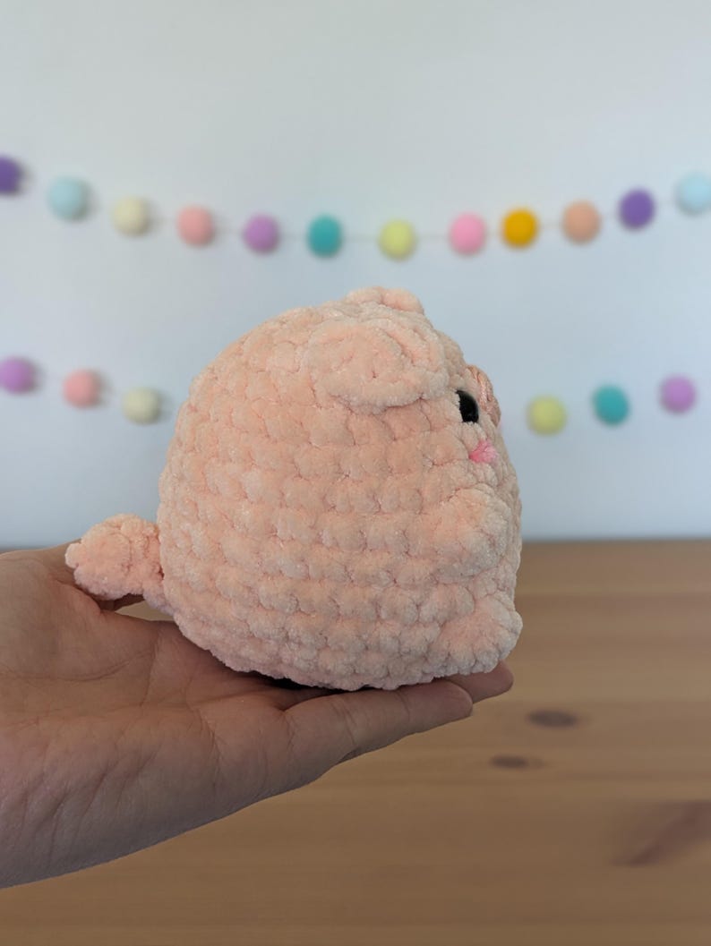 Chubby Peach Pig Plushie - Super Soft Cute Crochet Amigurumi - Cuddly Toy Stuffed Animal