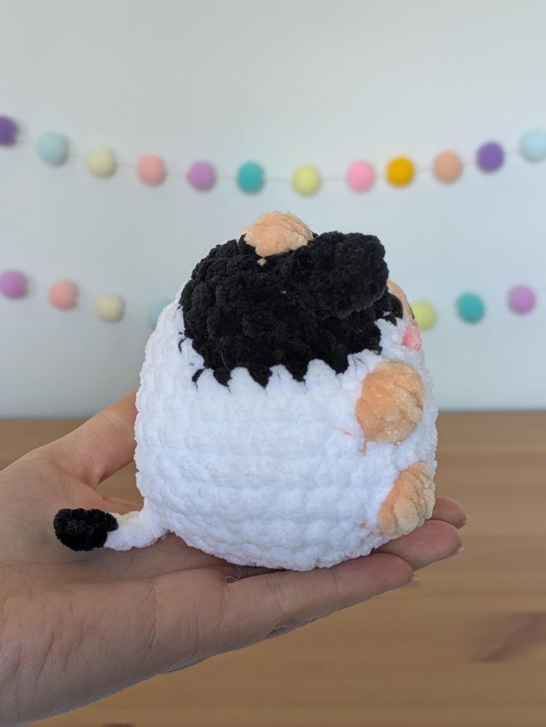 Chubby Black Cow Plushie - Super Soft Cute Crochet Amigurumi - Cuddly Toy Stuffed Animal