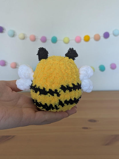 Chubby Fuzzy Bee Plushie - Super Soft Cute Crochet Amigurumi - Cuddly Toy Stuffed Animal
