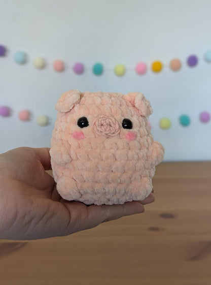 Chubby Peach Pig Plushie - Super Soft Cute Crochet Amigurumi - Cuddly Toy Stuffed Animal