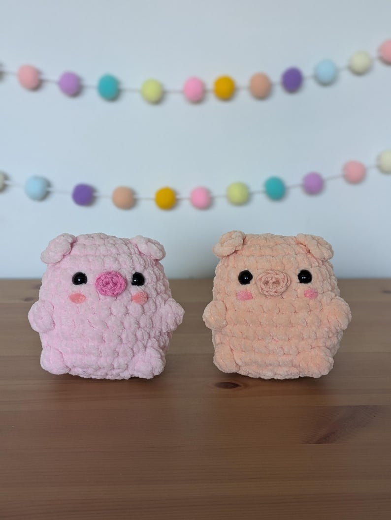 Chubby Peach Pig Plushie - Super Soft Cute Crochet Amigurumi - Cuddly Toy Stuffed Animal