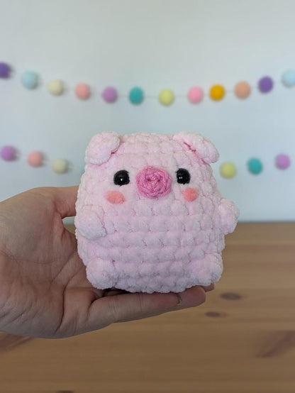Chubby Pink Pig Plushie - Super Soft Cute Crochet Amigurumi - Cuddly Toy Stuffed Animal