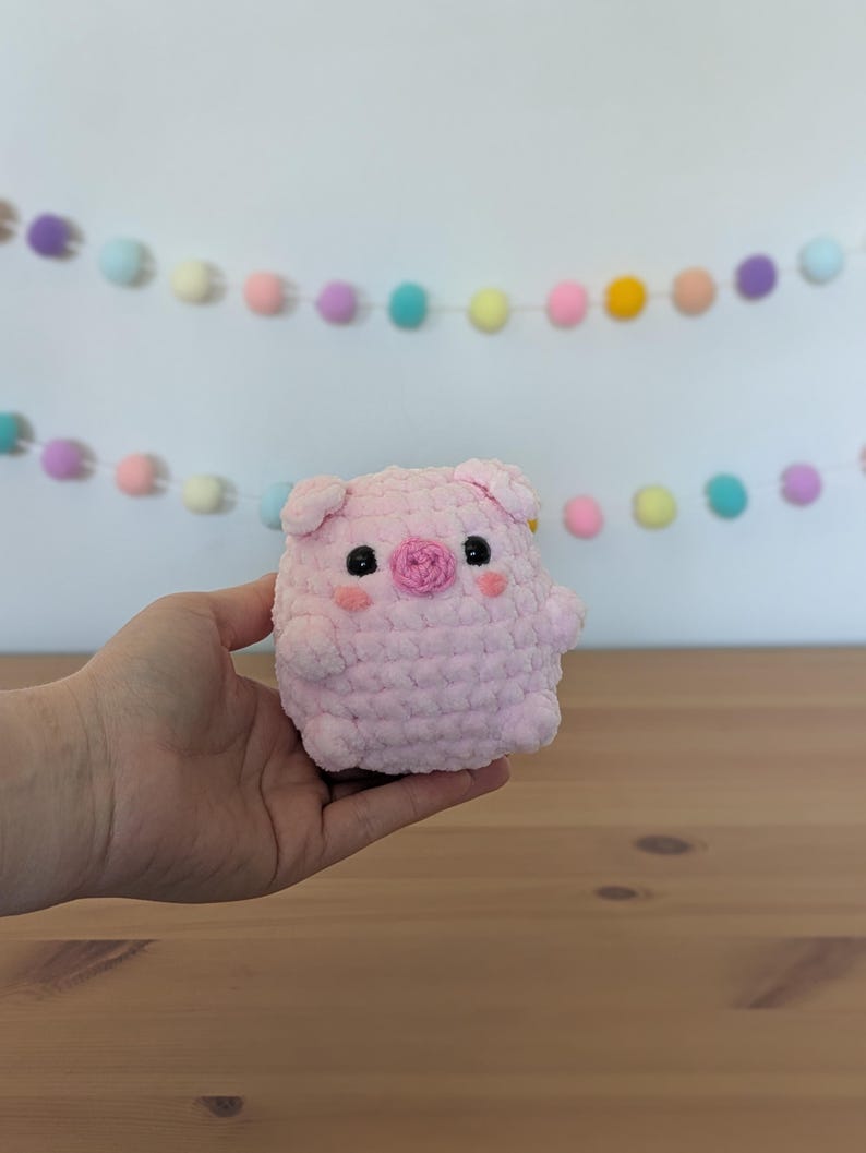 Chubby Pink Pig Plushie - Super Soft Cute Crochet Amigurumi - Cuddly Toy Stuffed Animal