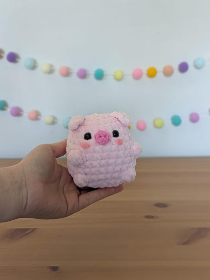 Chubby Pink Pig Plushie - Super Soft Cute Crochet Amigurumi - Cuddly Toy Stuffed Animal