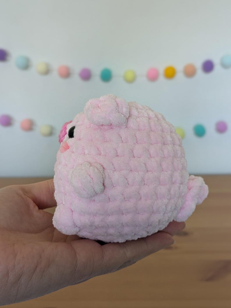 Chubby Pink Pig Plushie - Super Soft Cute Crochet Amigurumi - Cuddly Toy Stuffed Animal