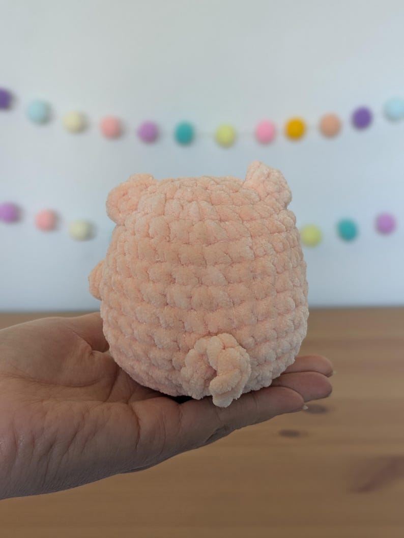 Chubby Peach Pig Plushie - Super Soft Cute Crochet Amigurumi - Cuddly Toy Stuffed Animal