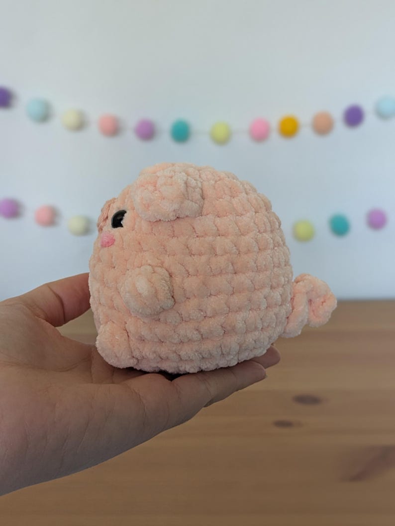 Chubby Peach Pig Plushie - Super Soft Cute Crochet Amigurumi - Cuddly Toy Stuffed Animal