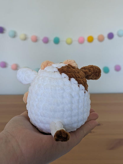 Chubby Brown Cow Plushie - Super Soft Cute Crochet Amigurumi - Cuddly Toy Stuffed Animal