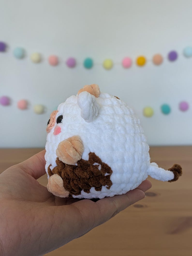 Chubby Brown Cow Plushie - Super Soft Cute Crochet Amigurumi - Cuddly Toy Stuffed Animal